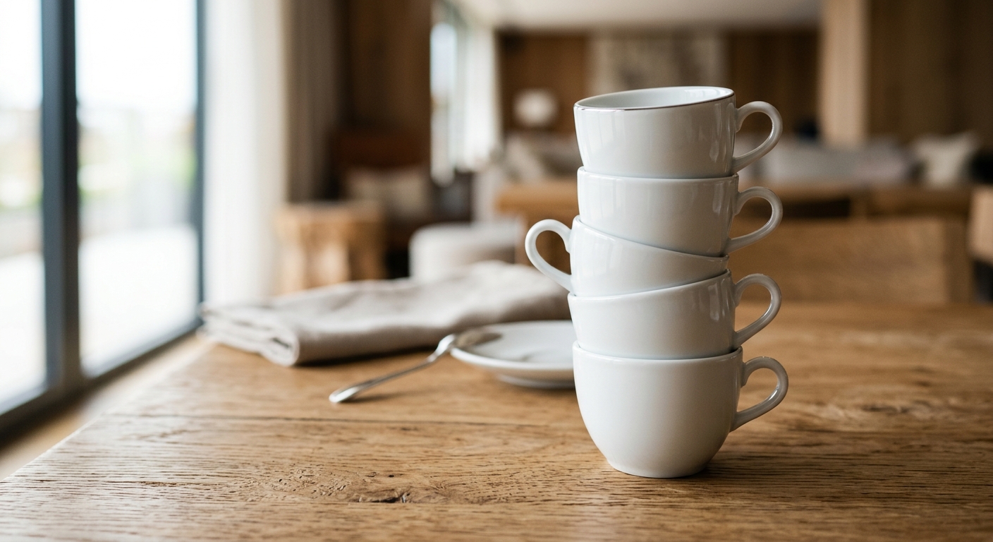 200 Espressotassen weiß Porzellan — Restposten von Insolvenzware